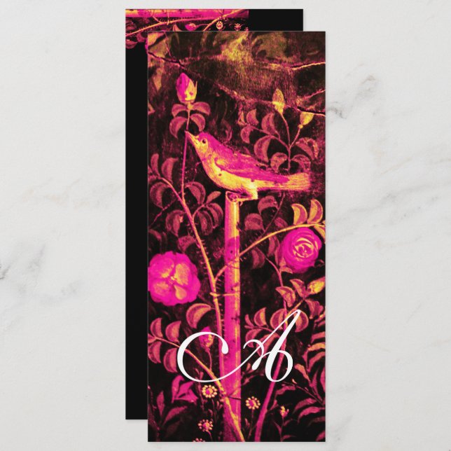 NIGHTINGALE ,ROSES MONOGRAM Red Black  Gold Yellow Invitation (Front/Back)