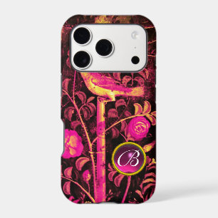 NIGHTINGALE WITH ROSES MONOGRAM, Pink Black Yellow