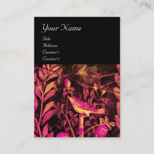 NIGHTINGALE WITH ROSES MONOGRAM ,Pink Black Yellow Business Card