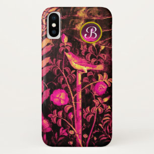 NIGHTINGALE WITH ROSES MONOGRAM, Pink Black Yellow Case-Mate iPhone Case