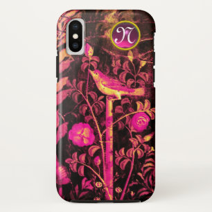 NIGHTINGALE WITH ROSES MONOGRAM, Pink Black Yellow Case-Mate iPhone Case