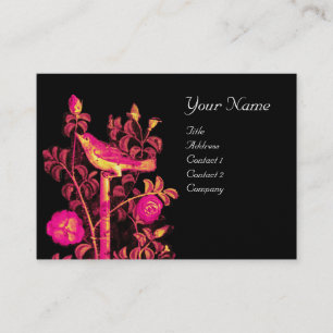 NIGHTINGALE WITH ROSES MONOGRAM ,Pink Gold Black Business Card