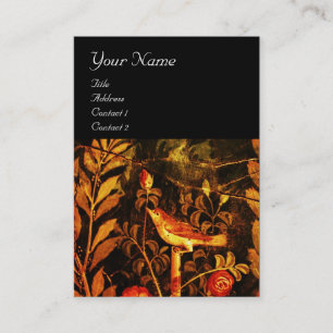 NIGHTINGALE WITH ROSES MONOGRAM ,Red Black Yellow Business Card