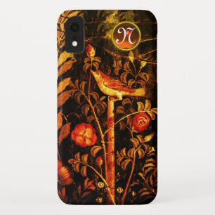 NIGHTINGALE WITH ROSES MONOGRAM, Red Black Yellow iPhone XR Case
