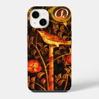 NIGHTINGALE WITH ROSES MONOGRAM, Red Black Yellow