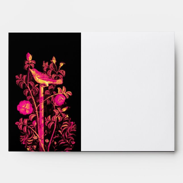 NIGHTINGALE WITH ROSES , Pink Black White Envelope (Front)