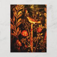 NIGHTINGALE WITH ROSES , Red Black Yellow