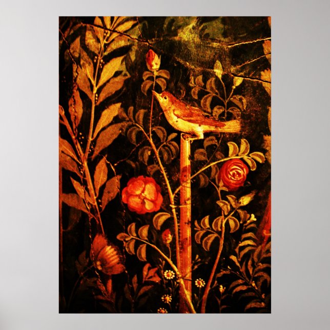 NIGHTINGALE WITH ROSES, Red Black Yellow Poster (Front)