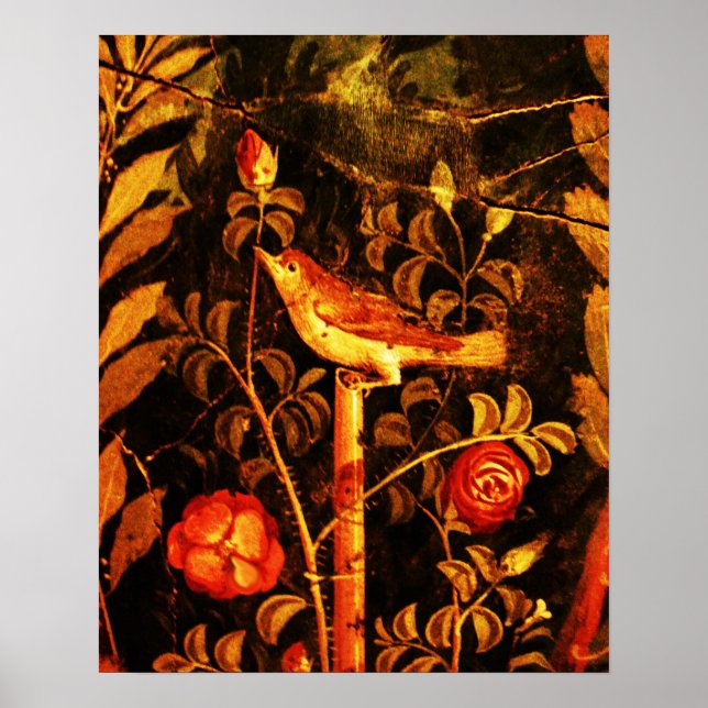 NIGHTINGALE WITH ROSES, Red Black Yellow Poster (Front)