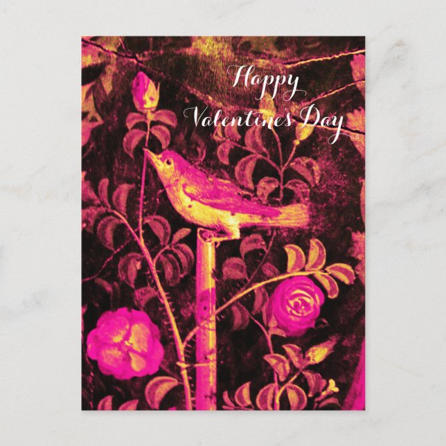 NIGHTINGALE WITH ROSES Valentine's Day Holiday Postcard (Front)