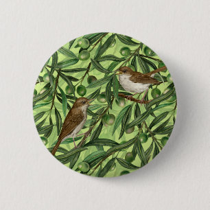 Nightingales in the olive tree 2 6 cm round badge