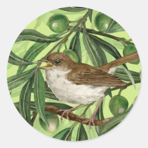 Nightingales in the olive tree 2 classic round sticker