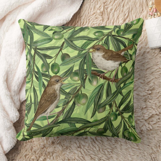 Nightingales in the olive tree 2 cushion (Blanket)