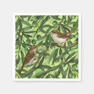 Nightingales in the olive tree 2 napkin