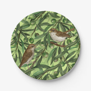 Nightingales in the olive tree 2 paper plate