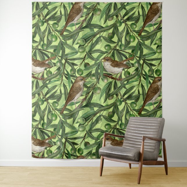 Nightingales in the olive tree 2 tapestry (In Situ)