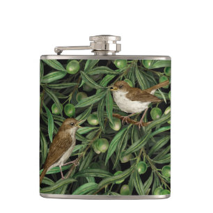 Nightingales in the olive tree 3 hip flask