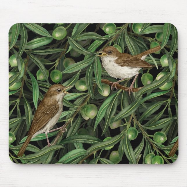 Nightingales in the olive tree 3 mouse pad (Front)