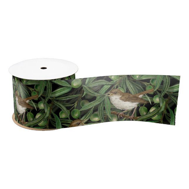 Nightingales in the olive tree 3 satin ribbon (Spool)