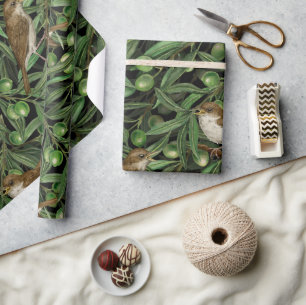 Nightingales in the olive tree 3 wrapping paper