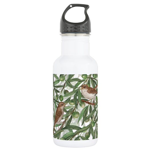 Nightingales in the olive tree 532 ml water bottle (Front)