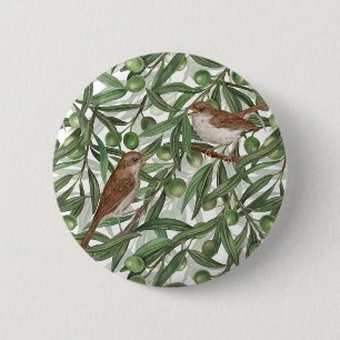 Nightingales in the olive tree 6 cm round badge