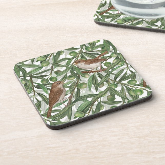 Nightingales in the olive tree coaster (Left Side)