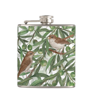 Nightingales in the olive tree hip flask