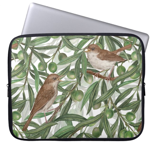 Nightingales in the olive tree laptop sleeve (Front)