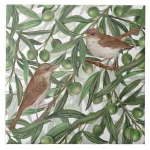 Nightingales in the olive tree tile