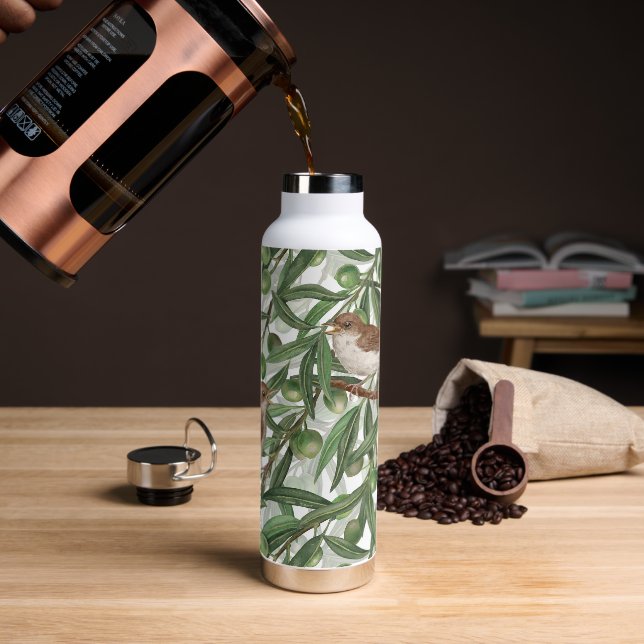 Nightingales in the olive tree water bottle (Coffee)