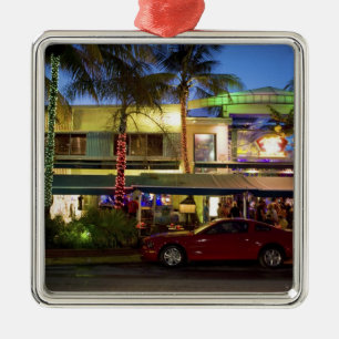 Nightlife on Ocean Drive, South Beach, Miami Metal Tree Decoration