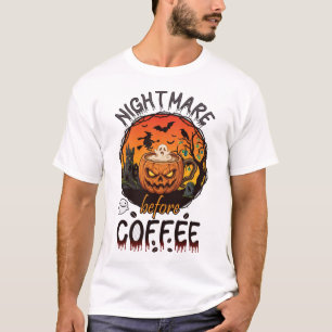 Nightmare Before Coffee Halloween Pumpkin Mug Ghos T-Shirt
