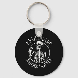 Nightmare Before Coffee Halloween Skeleton Holding Key Ring
