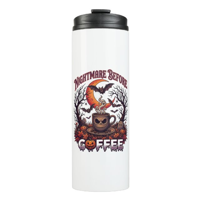 Nightmare Before Coffee Halloween Skull Mug Ghost  (Front)