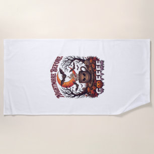 Nightmare Before Coffee Halloween Skull Mug Ghost Beach Towel