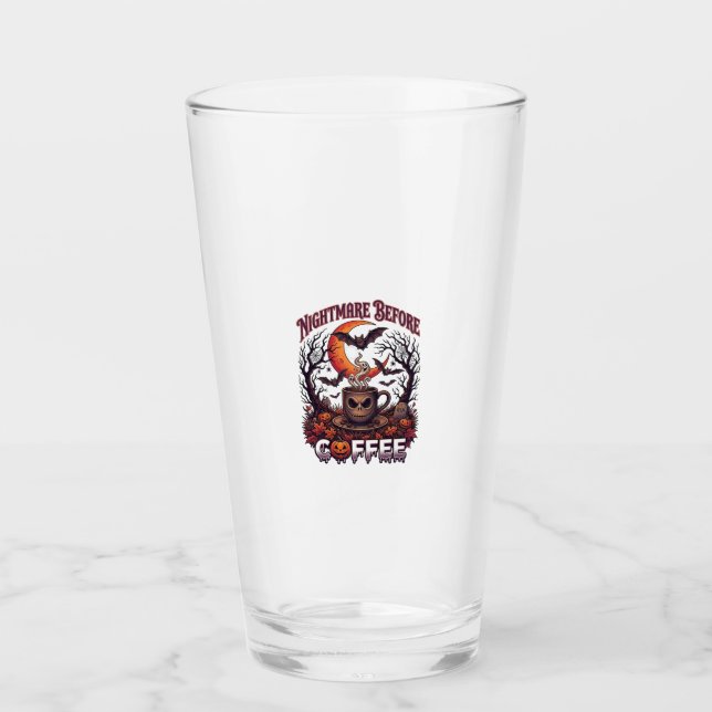 Nightmare Before Coffee Halloween Skull Mug Ghost  Glass (Front)