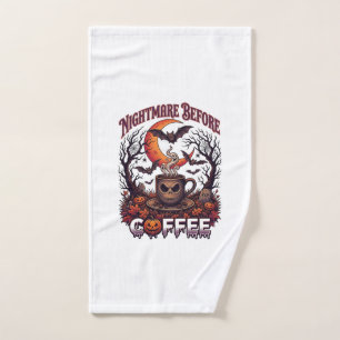 Nightmare Before Coffee Halloween Skull Mug Ghost  Hand Towel