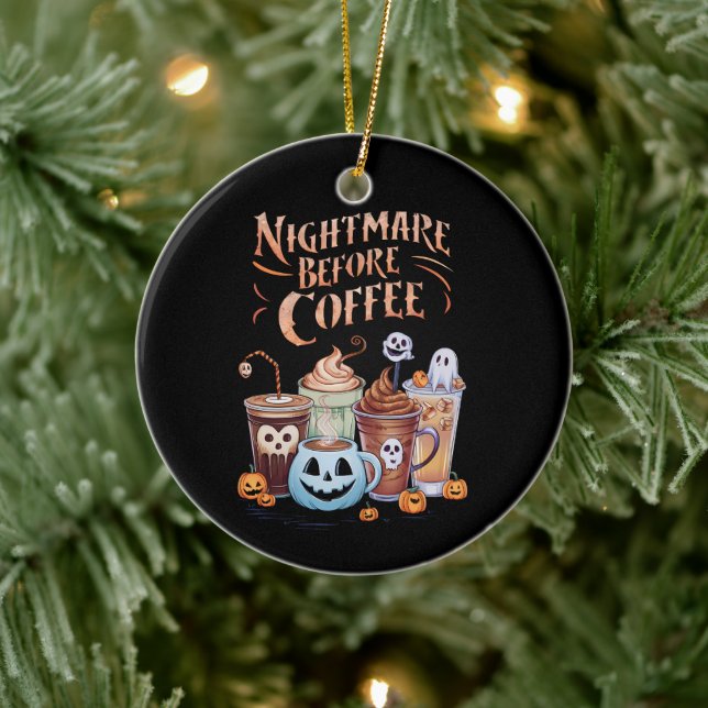 Nightmare Before Coffee Pumpkin Spice Halloween Ceramic Tree Decoration (Tree)