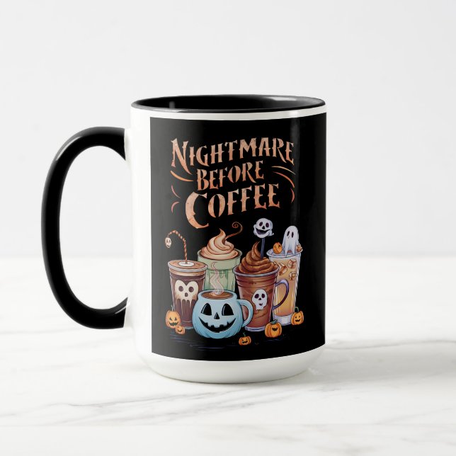 Nightmare Before Coffee Pumpkin Spice Halloween Mug (Left)
