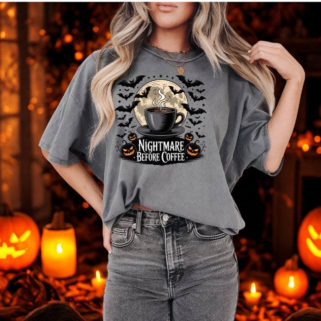 Nightmare Before Coffee Spooky Autumn Coffee Lover T-Shirt (Creator Uploaded)
