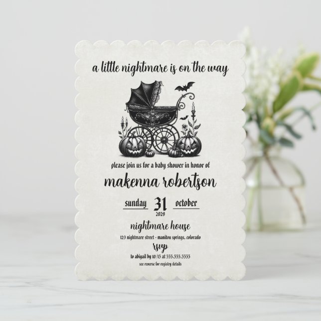 Nightmare Carriage Baby Shower Invitation (Standing Front)