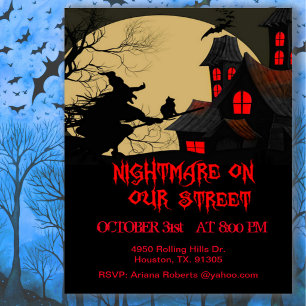 Nightmare On Your Street Scary Halloween Party  Invitation