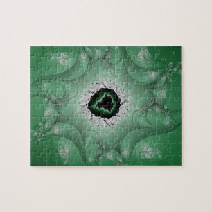 Nightmares   Green and White Fractal Art Jigsaw Puzzle