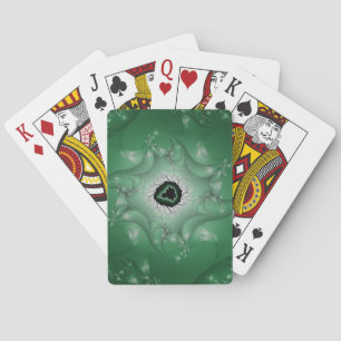 Nightmares Green and White Fractal Art Playing Cards