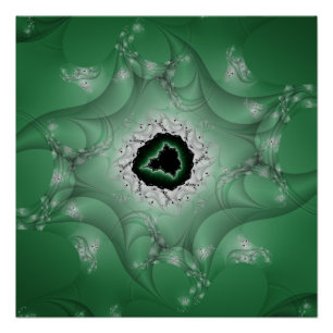 Nightmares   Green and White Fractal Art Poster