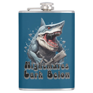Nightmares Lurk Below gift idea Hip Flask