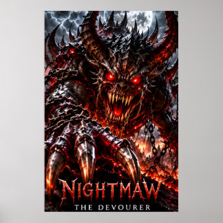 Nightmaw Chained Horned Demon Poster