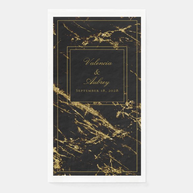 Nights In Granite And Gold Wedding  Napkin (Front)