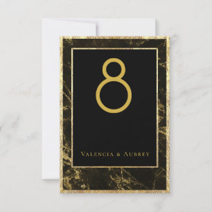 Nights In Granite & Gold Wedding Table Number Card